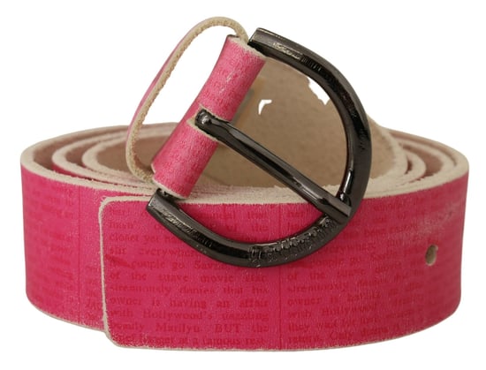 Cinturón de Cintura con Hebilla Redonda de Cuero Rosa con Logo de Letras de John Galliano - Image 1