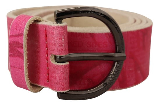 Cinturón de Cintura con Hebilla Redonda de Cuero Rosa con Logo de Letras de John Galliano - Image 2