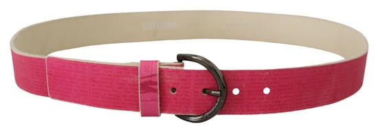 Cinturón de Cintura con Hebilla Redonda de Cuero Rosa con Logo de Letras de John Galliano - Image 3