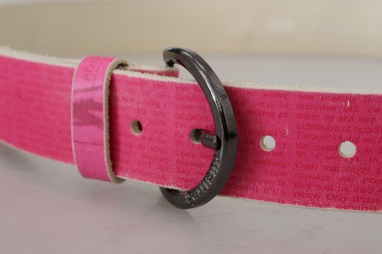 Cinturón de Cintura con Hebilla Redonda de Cuero Rosa con Logo de Letras de John Galliano - Image 4