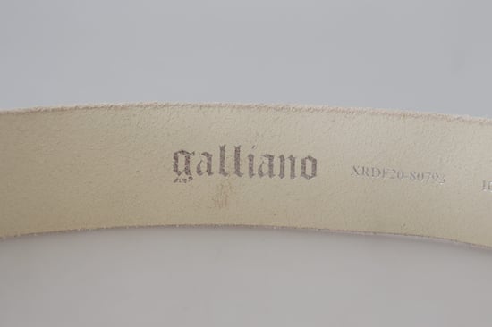 Cinturón de Cintura con Hebilla Redonda de Cuero Rosa con Logo de Letras de John Galliano - Image 5
