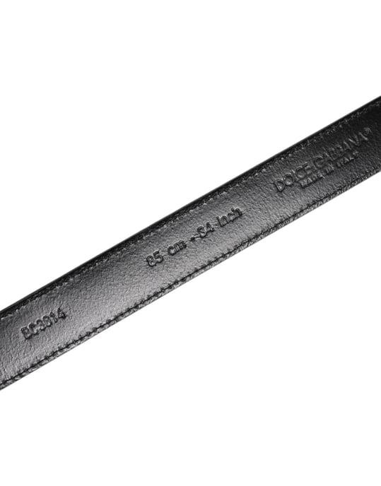 Cinturón de cuero gris con hebilla de metal en tono plata de Dolce & Gabbana - Image 5