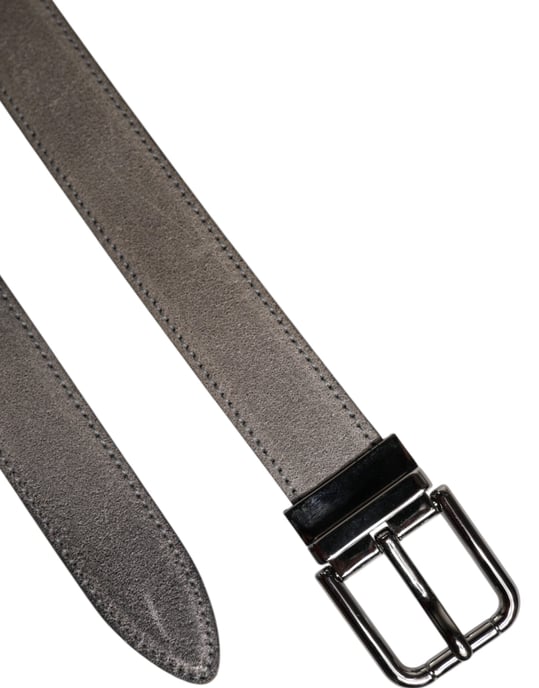 Cinturón de cuero gris con hebilla de metal en tono plata de Dolce & Gabbana - Image 6