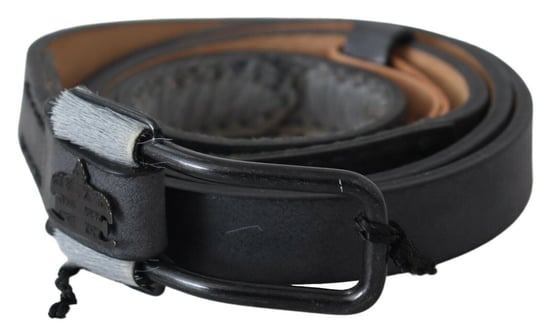 Cinturón con Hebilla de Logo y Flecos de Cuero Negro Ermanno Scervino - Image 2