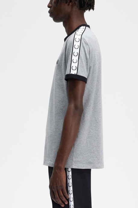 Camiseta Ringer Taped para Hombre Fred Perry Steel Marl - Image 4