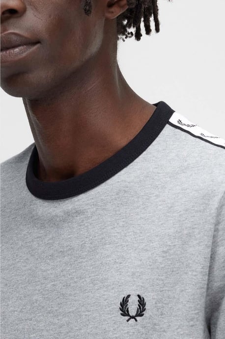 Camiseta Ringer Taped para Hombre Fred Perry Steel Marl - Image 5