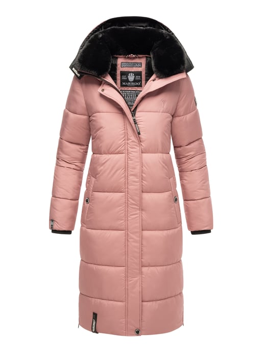 Marikoo abrigo de invierno mujer – Largo acolchado con capucha desmontable - Image 1