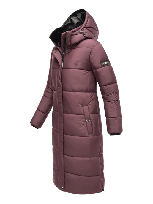 Marikoo abrigo de invierno mujer – Largo acolchado con capucha desmontable - Image 3