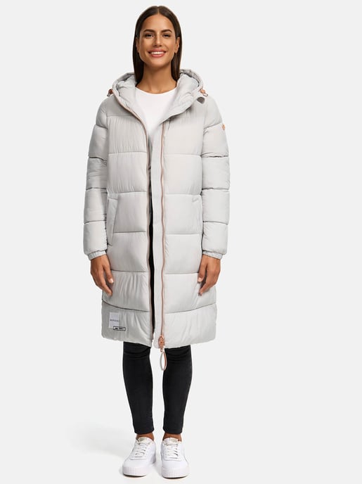 Abrigo largo acolchado Marikoo para mujer con capucha – Nomadiaa - Image 6