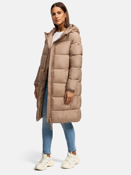 Abrigo largo acolchado Marikoo para mujer con capucha – Nomadiaa - Image 6