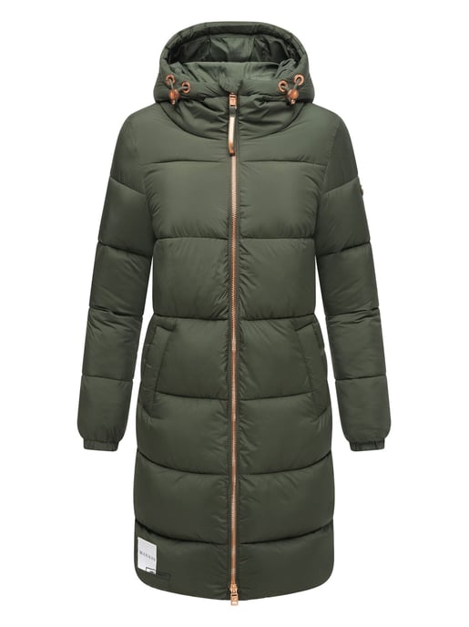 Abrigo largo acolchado Marikoo para mujer con capucha – Nomadiaa - Image 2