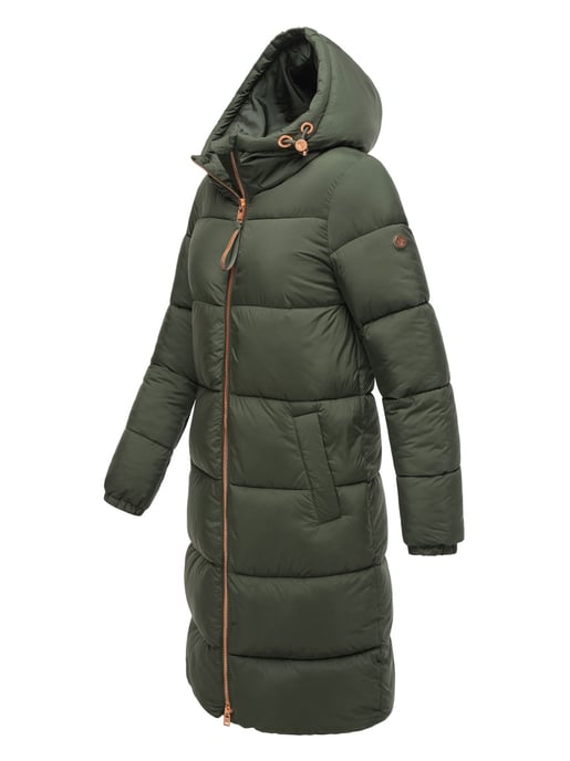 Abrigo largo acolchado Marikoo para mujer con capucha – Nomadiaa - Image 3