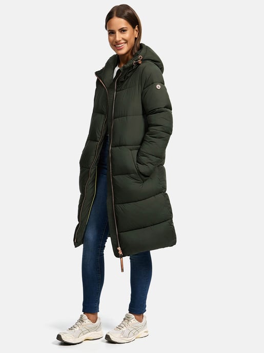 Abrigo largo acolchado Marikoo para mujer con capucha – Nomadiaa - Image 6