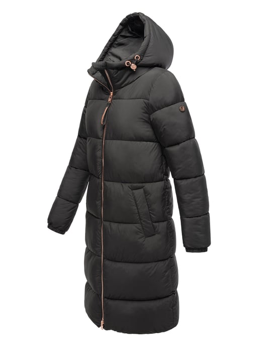 Abrigo largo acolchado Marikoo para mujer con capucha – Nomadiaa - Image 3
