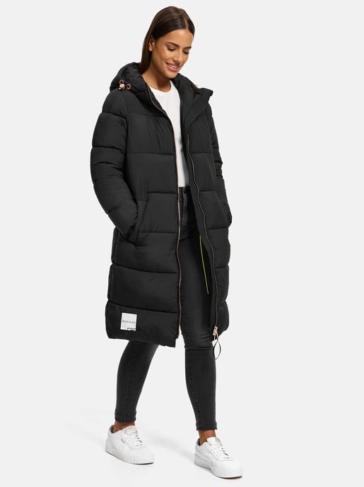 Abrigo largo acolchado Marikoo para mujer con capucha – Nomadiaa - Image 6