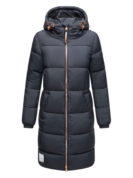 Abrigo largo acolchado Marikoo para mujer con capucha – Nomadiaa - Image 2