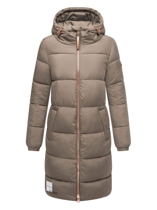 Abrigo largo acolchado Marikoo para mujer con capucha – Nomadiaa - Image 2