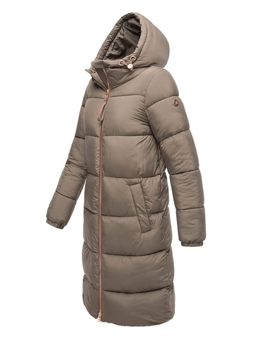 Abrigo largo acolchado Marikoo para mujer con capucha – Nomadiaa - Image 3