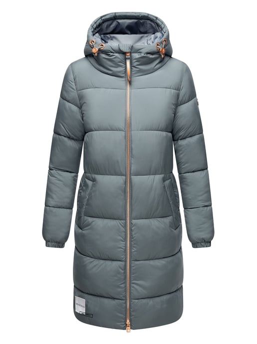 Abrigo largo acolchado Marikoo para mujer con capucha – Nomadiaa - Image 2