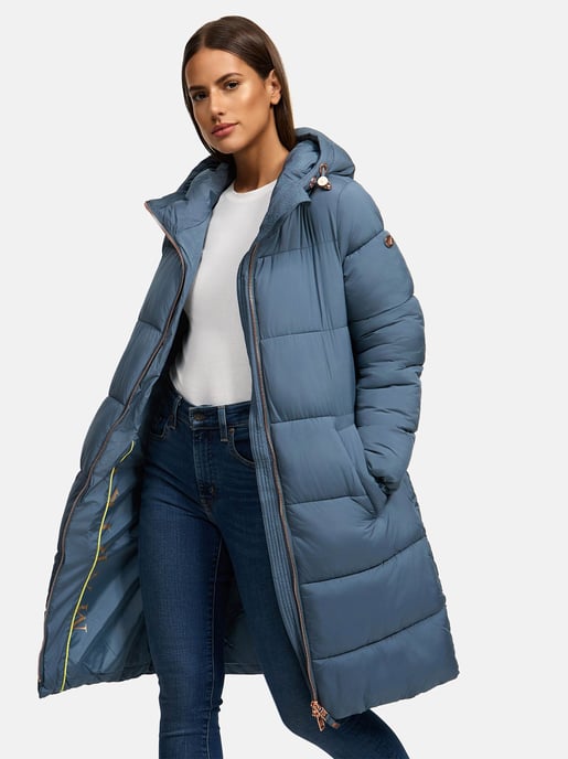 Abrigo largo acolchado Marikoo para mujer con capucha – Nomadiaa - Image 6