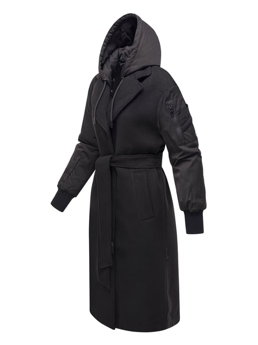 Abrigo envolvente Marikoo para mujer con capucha desmontable – Tjadee - Image 2