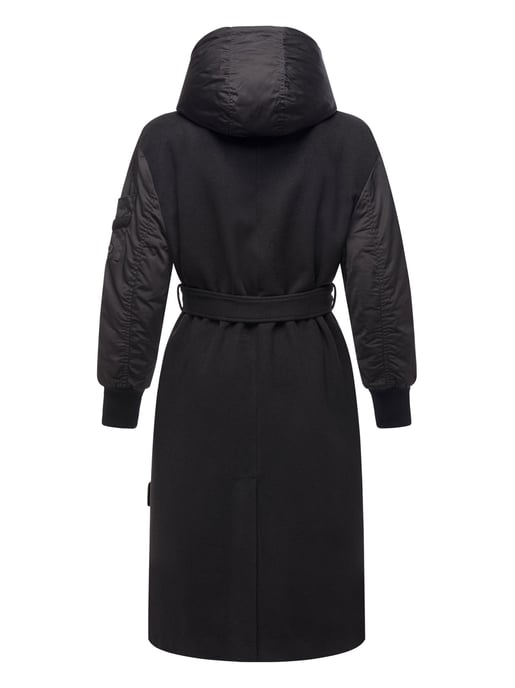 Abrigo envolvente Marikoo para mujer con capucha desmontable – Tjadee - Image 4