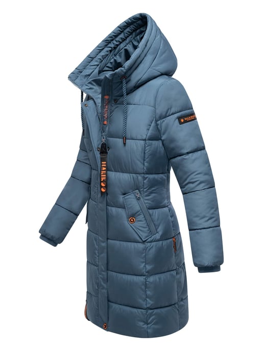 Marikoo abrigo de invierno mujer – Largo acolchado con capucha y bolsillos - Image 3