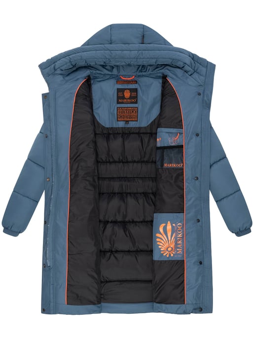 Marikoo abrigo de invierno mujer – Largo acolchado con capucha y bolsillos - Image 5