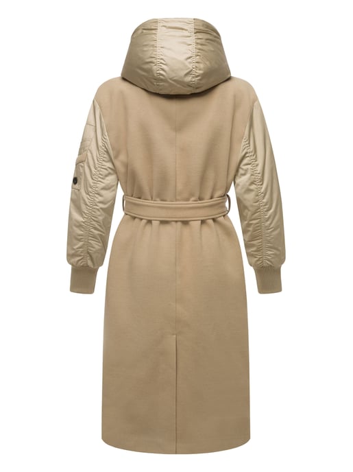 Abrigo envolvente Marikoo para mujer con capucha desmontable – Tjadee - Image 4