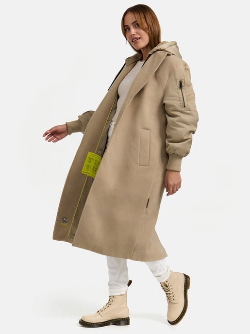 Abrigo envolvente Marikoo para mujer con capucha desmontable – Tjadee - Image 6