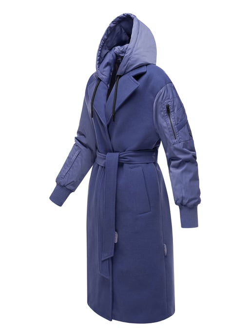 Abrigo envolvente Marikoo para mujer con capucha desmontable – Tjadee - Image 2