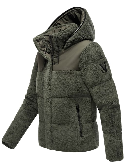 Chaqueta teddy tipo puffer Marikoo para mujer con capucha – Kaguraa - Image 3