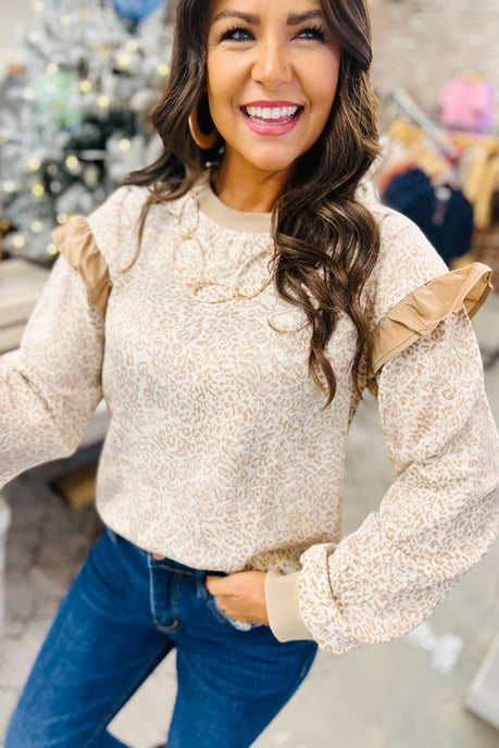 Sudadera con volantes de estampado de animales - Image 2