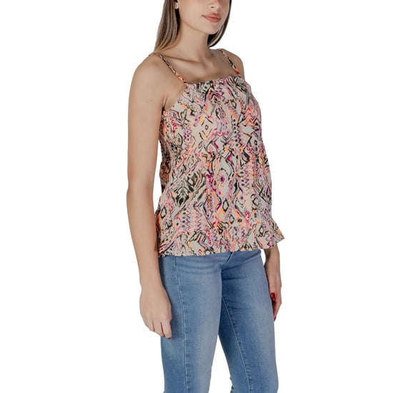 Top sin mangas de camisón peplum impreso con escote cuadrado - Image 3