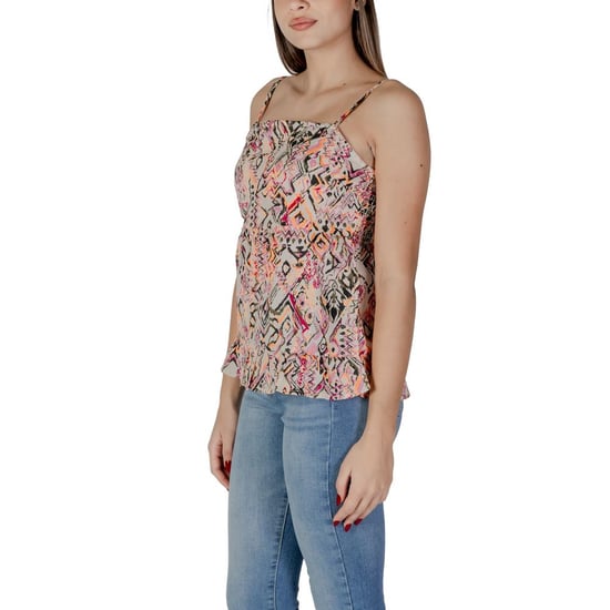 Top sin mangas de camisón peplum impreso con escote cuadrado - Image 4