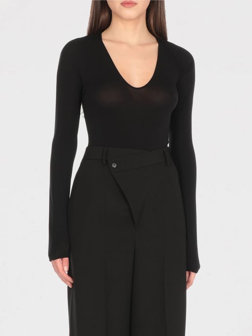 Blusa de manga larga con cuello en V - Image 1