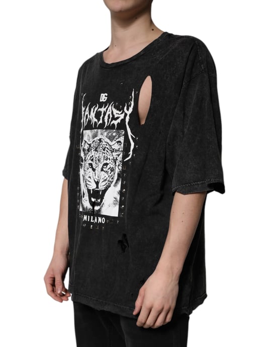 Camiseta Gráfica de Leopardo Desgastada - Image 3