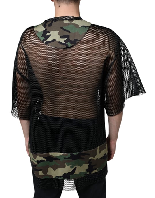 Camiseta de Panel de Malla con Estampado de Camuflaje - Image 4