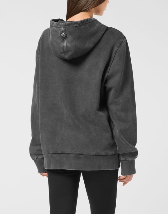 Washed Hoodie Sweatshirt Baroque Skull - Image 5