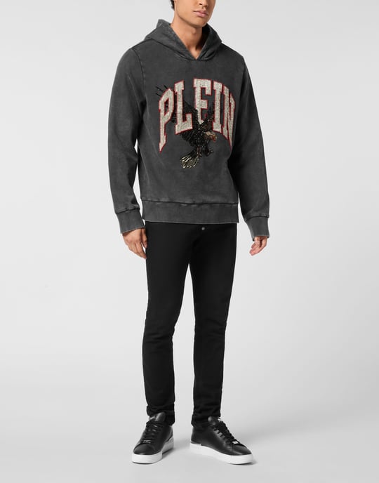Washed Hoodie Sweatshirt Plein Eagle - Image 3