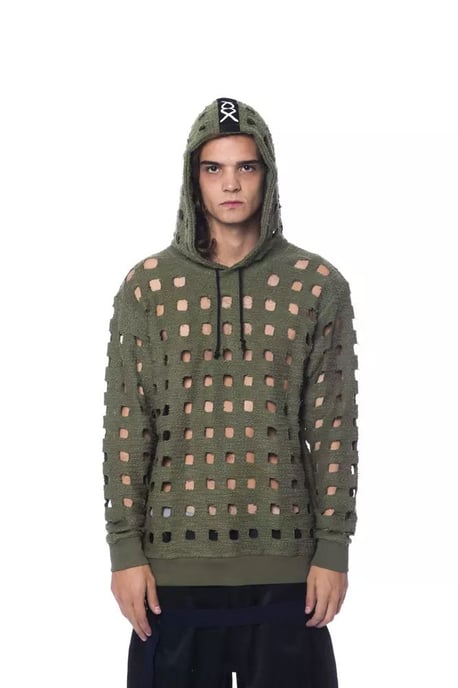 Sudadera de punto con corte Verde Militar - Image 4