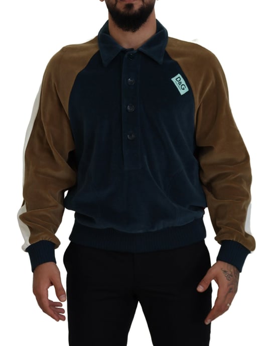 Sudadera de felpa con bloque de color y cuello alto - Image 1