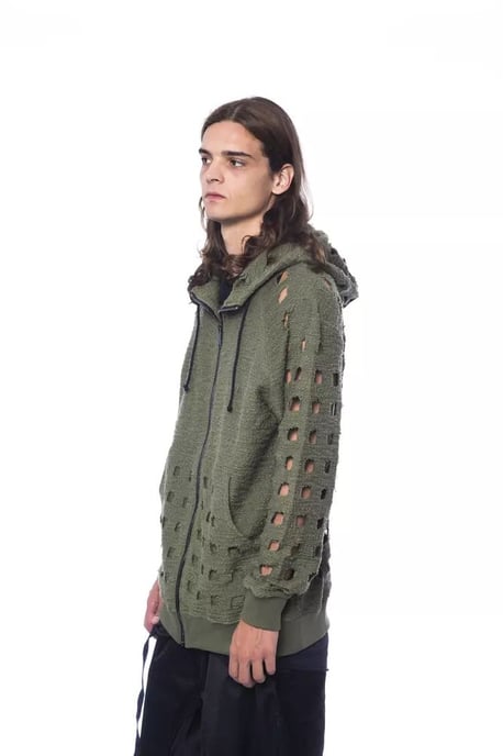 Sudadera de punto con corte modelo verde oliva - Image 2