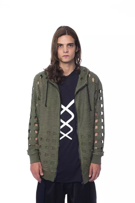 Sudadera de punto con corte modelo verde oliva - Image 4