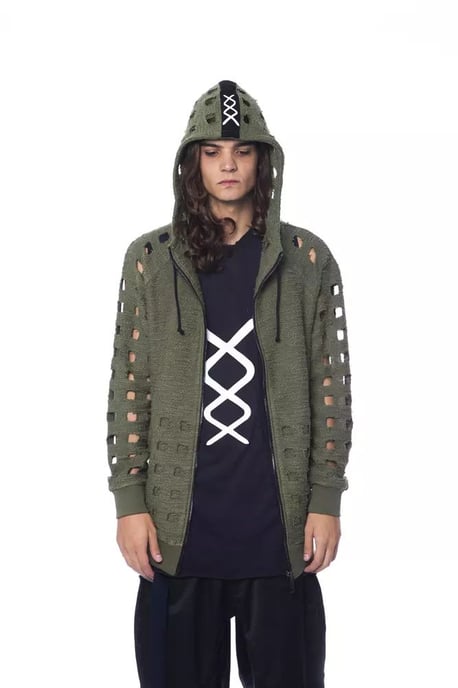 Sudadera de punto con corte modelo verde oliva - Image 5