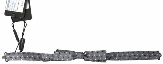 Corbata de moño gris con lunares - Image 1