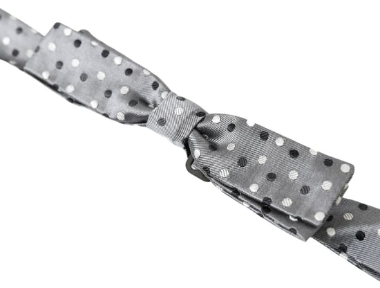 Corbata de moño gris con lunares - Image 2