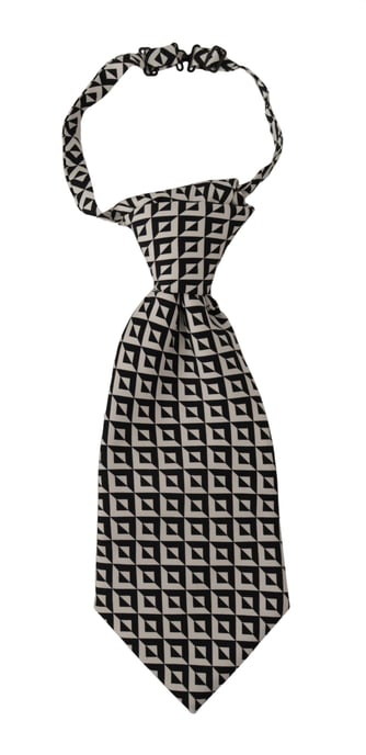 Corbata de Patrón Geométrico Negro y Beige - Image 1