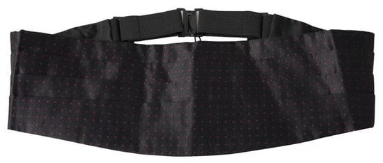 Cummerbund de seda negro con puntos rojos - Image 1
