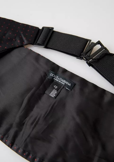 Cummerbund de seda negro con puntos rojos - Image 3